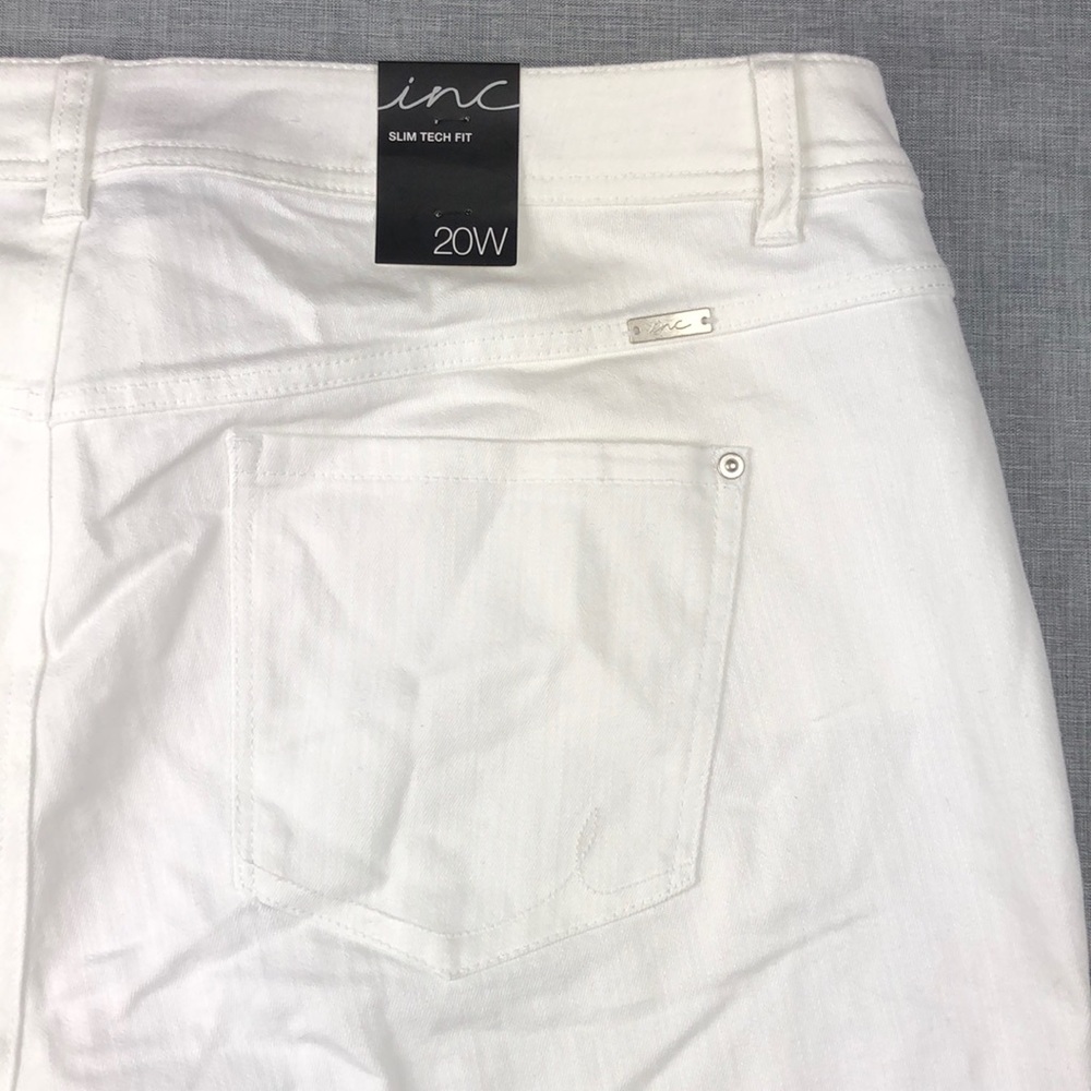 INC White Fringed Cropped Jeans Plus Size - Picture 6 of 6